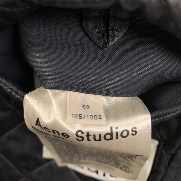 ACNE STUDIOS Size M Navy Coated Cotton Buttoned Coat - Picture 4 of 6